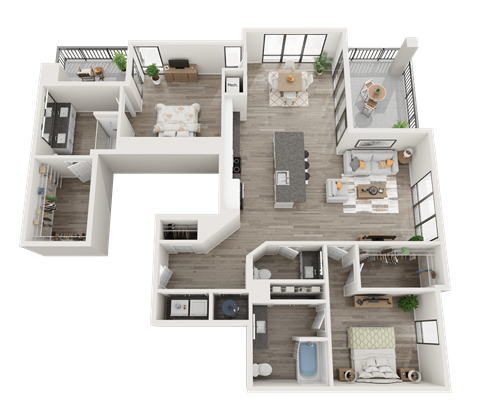 Floor plan for 2 beds, 2.5 baths, 1686 sqft